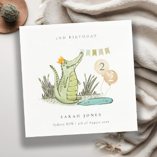 Cute Chomp Alligator in Swamp Any Age Birthday Napkins