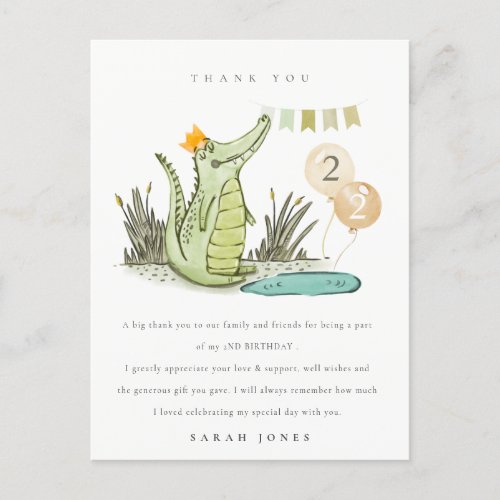 Cute Chomp Alligator in Swamp Any Age Birthday  Postcard