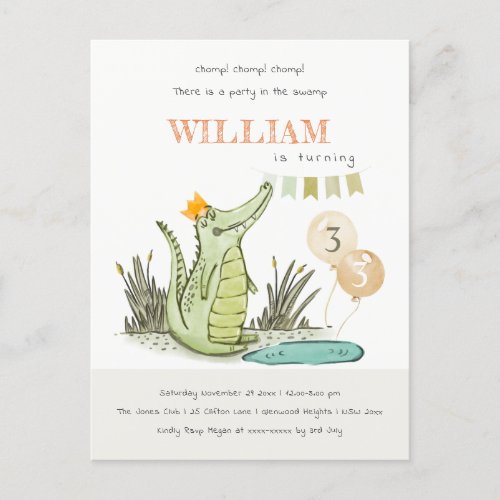 Cute Chomp Alligator in Swamp Any Age Birthday  Postcard