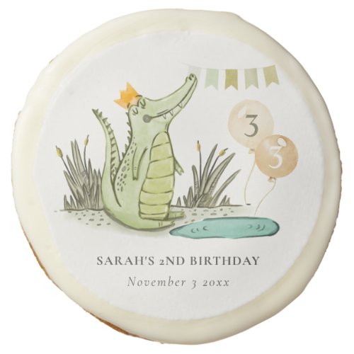 Cute Chomp Alligator in Swamp Any Age Birthday  Sugar Cookie