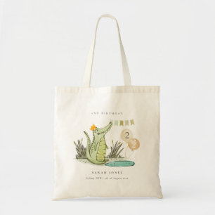 Cute Chomp Alligator in Swamp Any Age Birthday Tote Bag