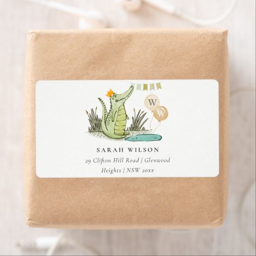 Cute Chomp Alligator in Swamp Balloon Address Label