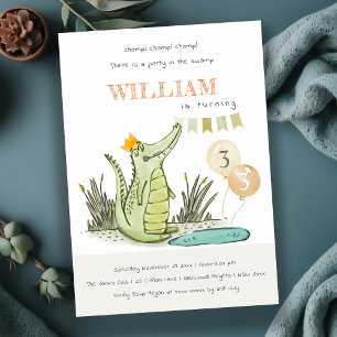 Cute Chomp Alligator Swamp Any Age Birthday Invitation