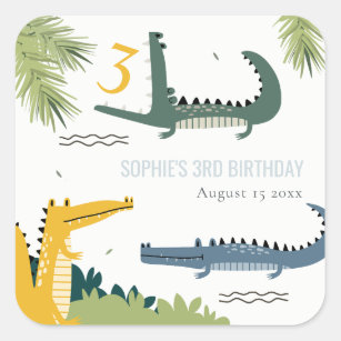 Cute Chomp Alligator Swamp Any Age Kids Birthday Square Sticker