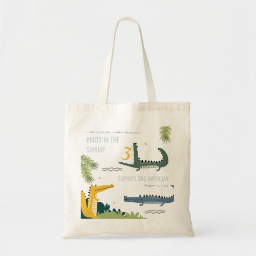 Cute Chomp Alligator Swamp Any Age Kids Birthday Tote Bag