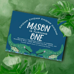 Cute Chomping Alligator Safari Birthday Party Invi Invitation