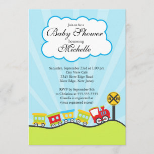 Cute Choo Choo Train Baby Shower Invitation