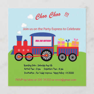 Cute Choo Choo Train Birthday Party Invitation