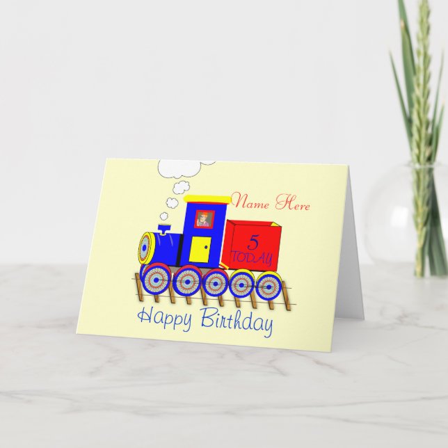 Cute Choo Choo Train Boy's Personalized Card (Front)