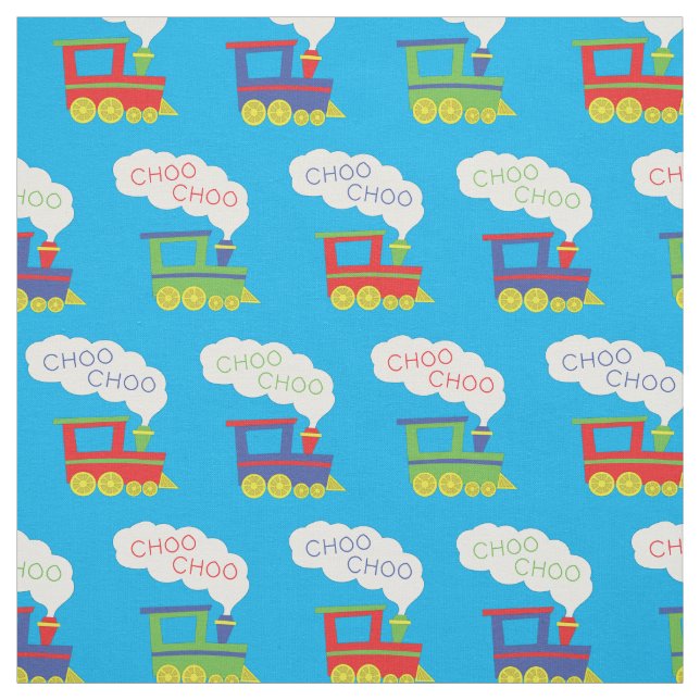 Cute Choo Choo Trains Kids Room Decor Fabric (Swatch)
