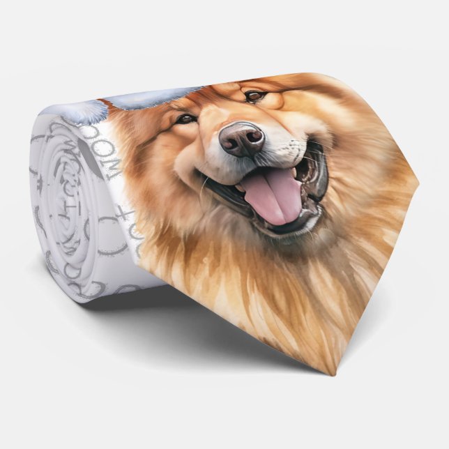 Cute Chow Chow Christmas Dog Lover Holiday Neck Tie (Rolled)