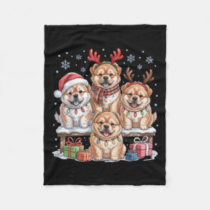 Cute Chow Chow Christmas Puppies Dog Lovers Funny Fleece Blanket