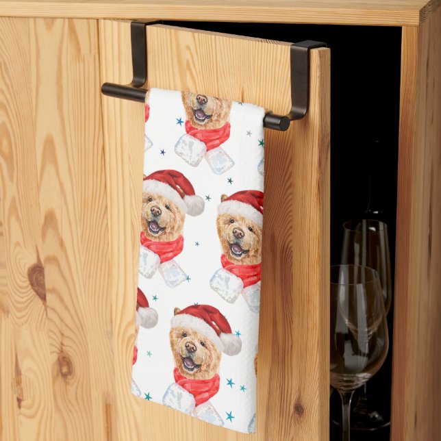 Cute Chow Chow Dog Christmas Pattern Kitchen Towel (Thirds Fold)