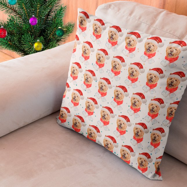 Cute Chow Chow Dog Christmas Pattern Throw Pillow (Creator Uploaded)