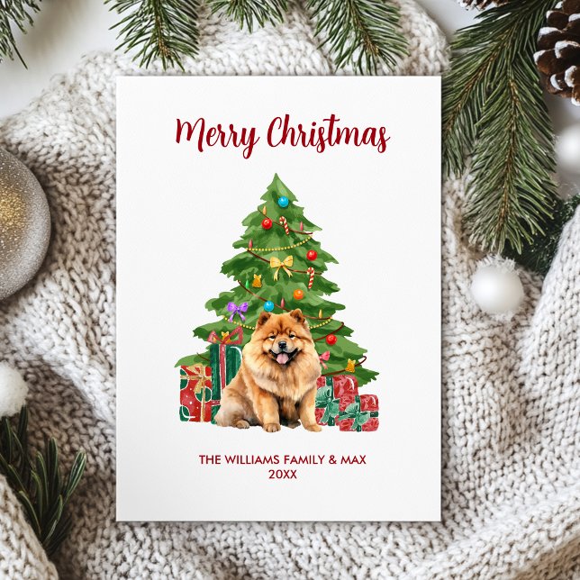 Cute Chow Chow Dog Family Christmas Holiday Card (Creator Uploaded)