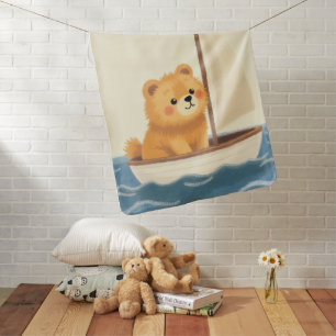 Cute Chow Chow Puppy Sailboat Pastel Baby Blanket