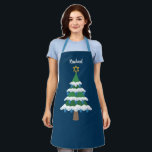 Cute Chrismukkah Hanukkah Christmas Tree Apron<br><div class="desc">This cute Chrismukkah apron gift features a green Christmas tree decorated with blue dreidel ornaments and a gold Jewish Star of David at the top for Hanukkah to combine the 2 holidays for a family that celebrates both. Personalize with your name in white.</div>