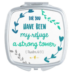 Cute Christian Bible Verse Psalms My Refuge God Compact Mirror