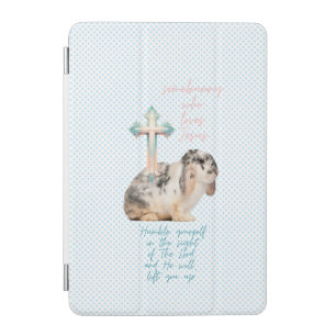 Cute Christian Blue Dot Bunny Pastel Cross iPad Mini Cover
