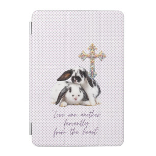 Cute Christian Grey Dot Rabbit Pastel Cross iPad Mini Cover