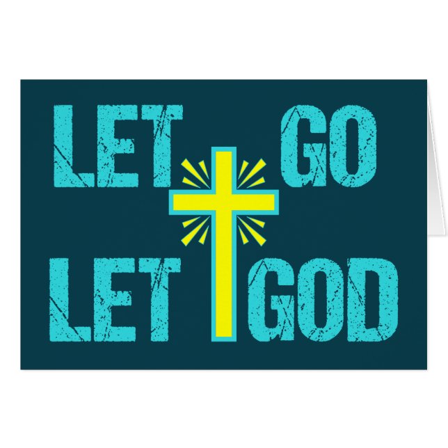 Cute Christian Inspirational Quote Let Go God Card (Front Horizontal)