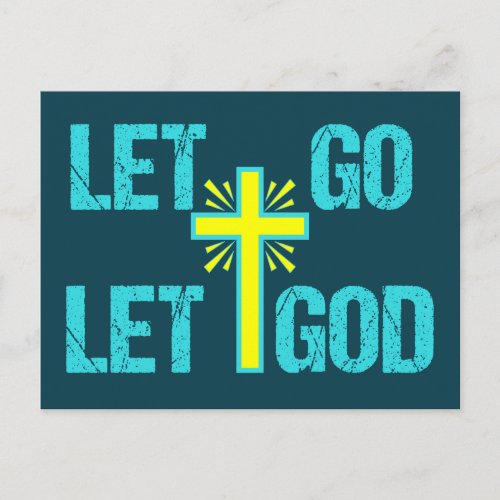 Cute Christian Inspirational Quote Let Go Let God Postcard