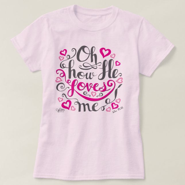 Cute Christian Jesus Loves Me Valentines Day Women T-Shirt (Design Front)