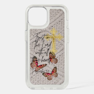 Cute Christian Knitwear Rose Butterflies Cross iPhone 15 Case