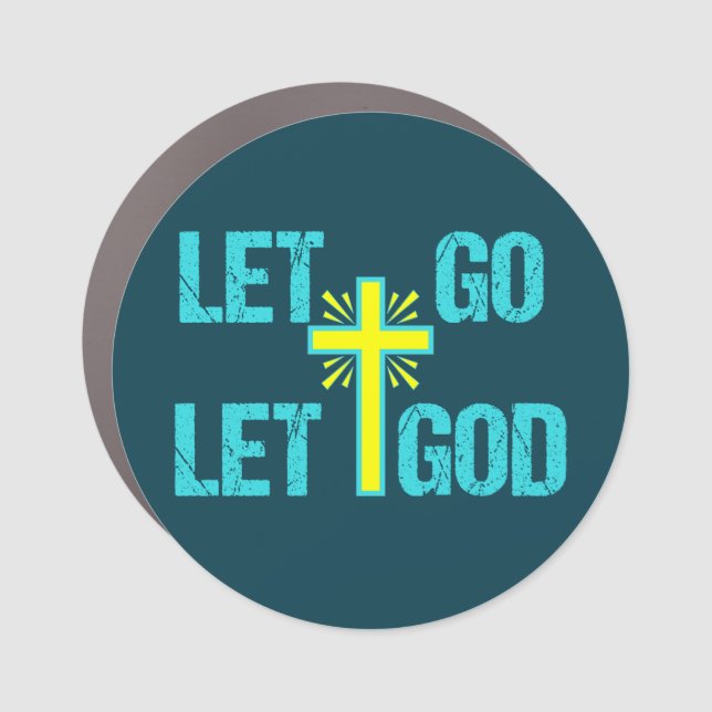 Cute Christian Let Go Let God Car Magnet (Front)