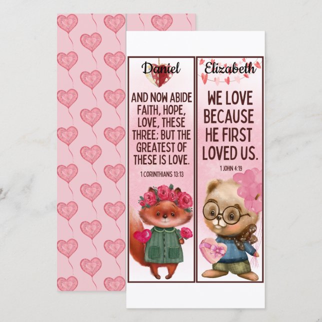 Cute Christian Love Bible Verses Kids Bookmarks Card (Front/Back)
