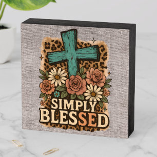 Cute Christian Simply Blessed Wooden Box Sign