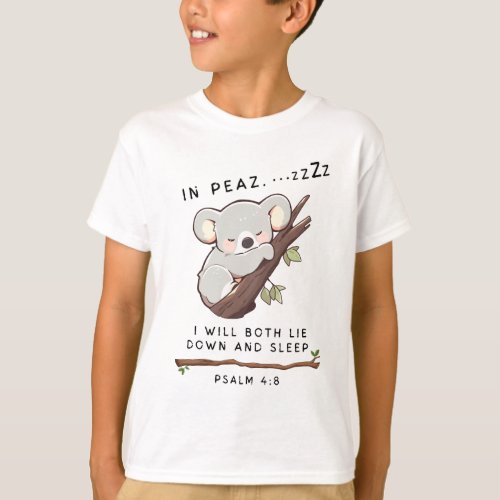 Cute Christian Sleeping Koala Psalm 4 Bible T_Shirt