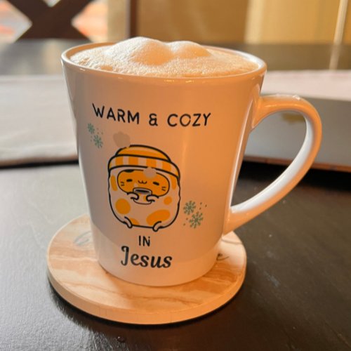 Cute Christian Warm  Cozy in Jesus with Kitty Latte Mug