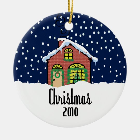 Cute Christmas 2010 Brick House Ceramic Ornament