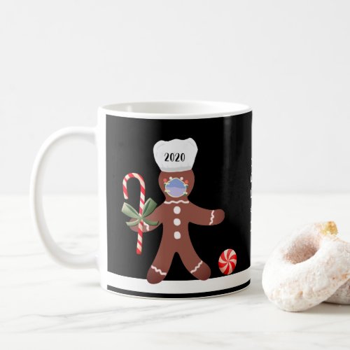 Cute Christmas 2020 Gingerbread Man In Face Mask Coffee Mug