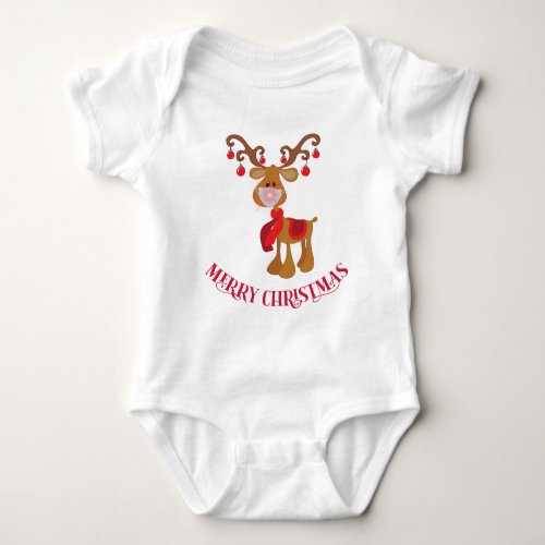 Cute Christmas 2020 Reindeer Rudolph Face Mask Baby Bodysuit