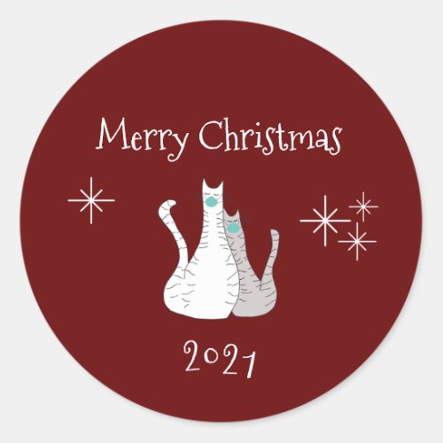 Cute Christmas 2021 Ornament Classic Round Sticker