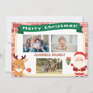 Cute Christmas 3 Photo Collage Holiday Card 2025