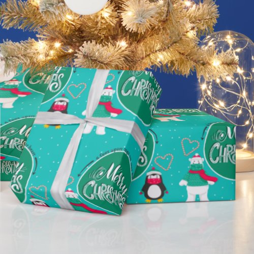 Cute Christmas 6 Feet Apart Tugs at the Heart  Wrapping Paper