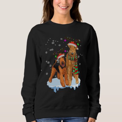 Cute Christmas Airedale Terrier Santa Hats Reindee Sweatshirt