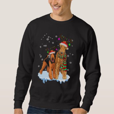Cute Christmas Airedale Terrier Santa Hats Reindee Sweatshirt