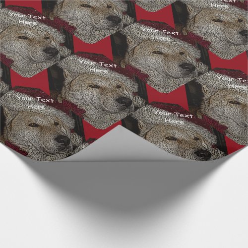 Cute christmas akita in red santa hat portrait wrapping paper
