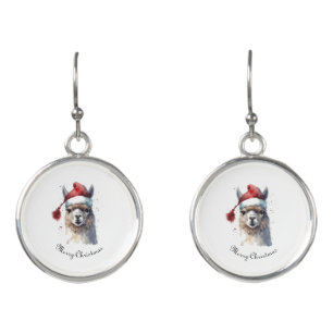 Cute Christmas Alpaca, custom Earrings