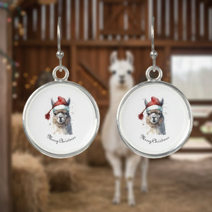 Cute Christmas Alpaca, custom Earrings