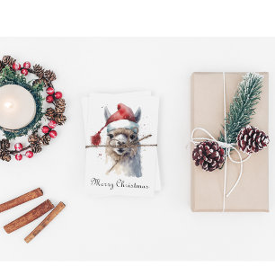Cute Christmas Alpaca, custom Holiday Card