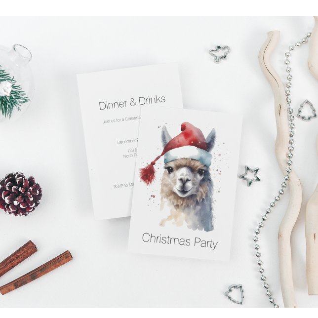 Cute Christmas Alpaca, custom Invitation (Creator Uploaded)