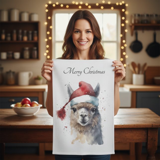 Cute Christmas Alpaca, custom Kitchen Towel (Creator Uploaded)