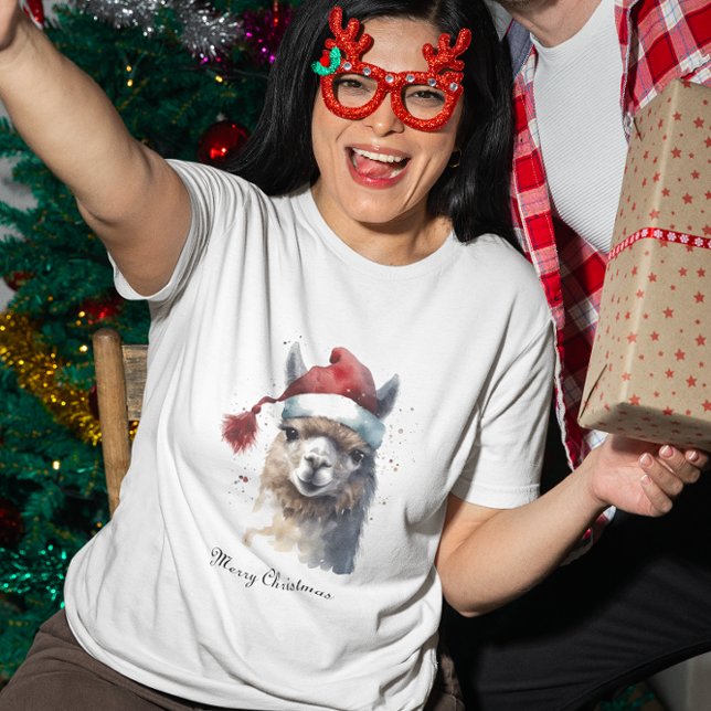 Cute Christmas Alpaca, custom T-Shirt (Creator Uploaded)
