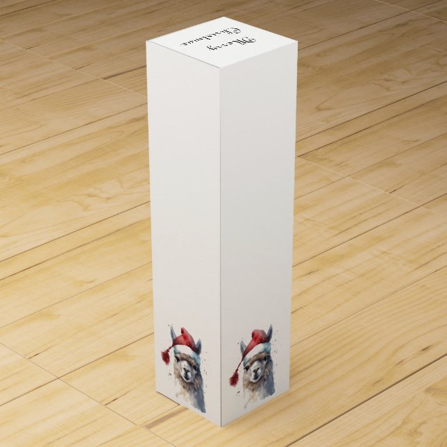 Cute Christmas Alpaca, custom Wine Box (Back)