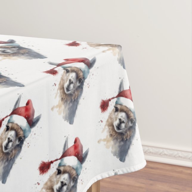 Cute Christmas Alpaca Tablecloth (In Situ)